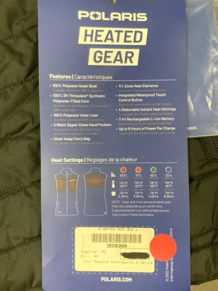 Polaris 283303606 Women's Heated Vest (Black, Large) New Genuine