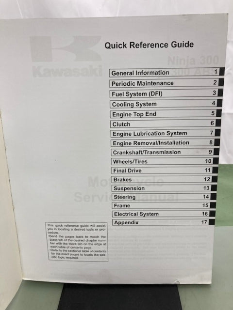 Kawasaki 99924-1460-31 Ninja 300 ABS Service Manual '12 Genuine