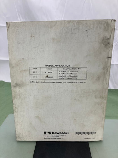 Kawasaki 99924-1460-31 Ninja 300 ABS Service Manual '12 Genuine