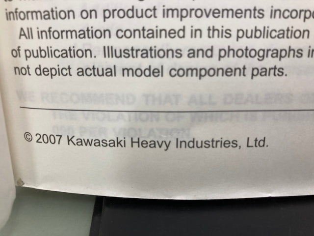 Kawasaki 99924-1391-01 Ninja 250R Service Manual '07 Genuine