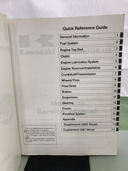 Kawasaki 99924-1228-03 Eliminator 125 Service Manual '97,'00 Genuine