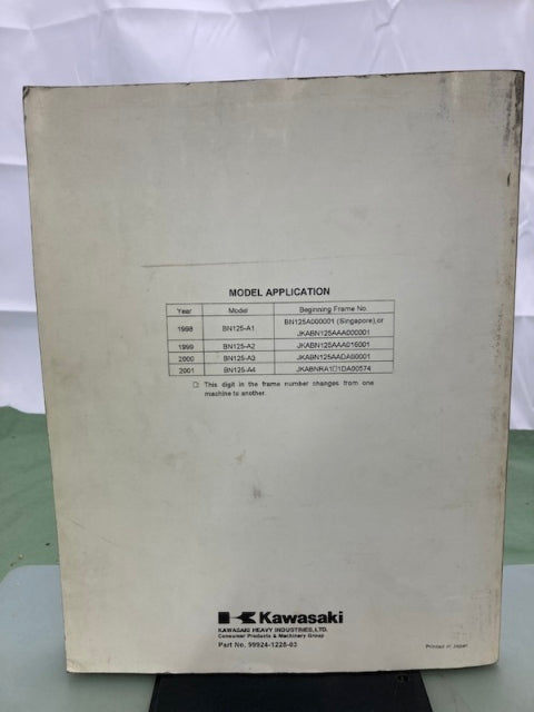 Kawasaki 99924-1228-03 Eliminator 125 Service Manual '97,'00 Genuine