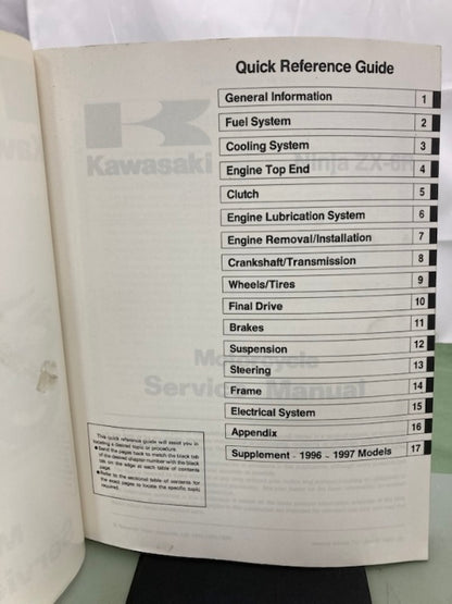 Kawasaki 99924-1184-02 Ninja ZX-6R Service Manual '94-'96 Genuine