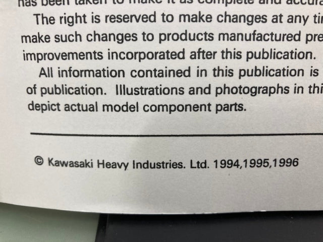 Kawasaki 99924-1184-02 Ninja ZX-6R Service Manual '94-'96 Genuine