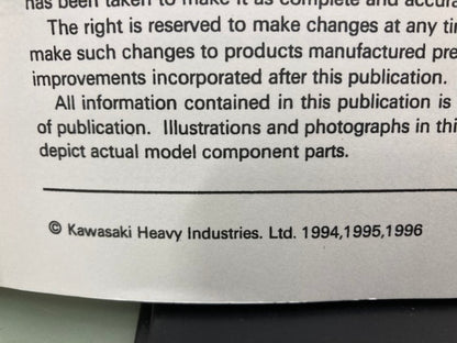 Kawasaki 99924-1184-02 Ninja ZX-6R Service Manual '94-'96 Genuine