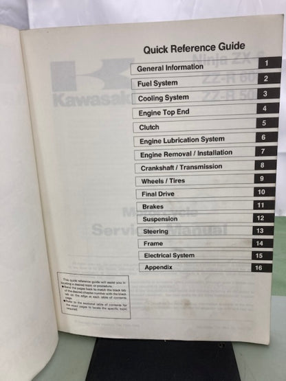 Kawasaki 99924-1128-02 Ninja ZX-6 ZZ-R600 ZZ-R500 Service Manual '90-'92 Genuine