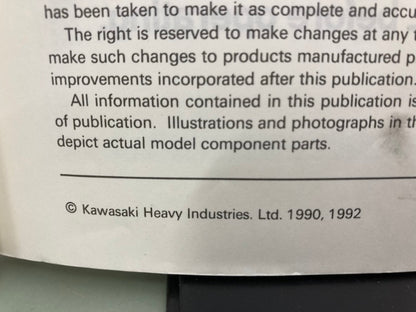 Kawasaki 99924-1128-02 Ninja ZX-6 ZZ-R600 ZZ-R500 Service Manual '90-'92 Genuine