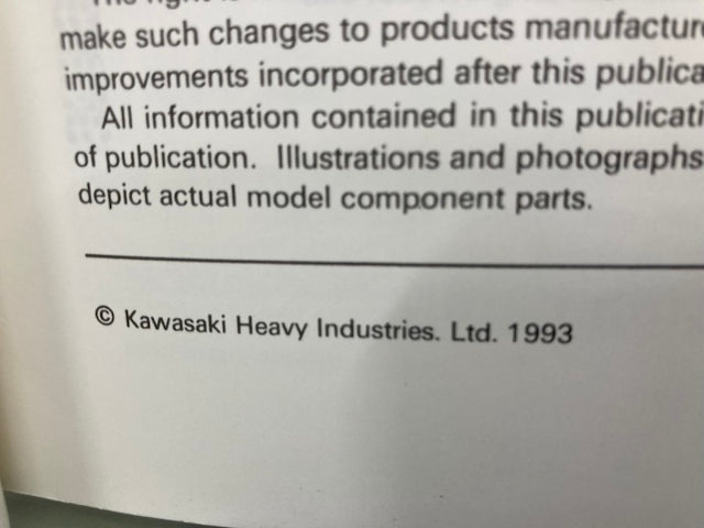 Kawasaki 99924-1172-51 Ninja 500 GPZ 500S Service Manual Supplement '93 Genuine