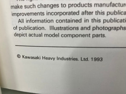 Kawasaki 99924-1172-51 Ninja 500 GPZ 500S Service Manual Supplement '93 Genuine