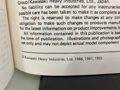 Kawasaki 99924-1082-53 EX500 GPZ500S GPZ400S Serv Man Supp '86-'93 Genuine