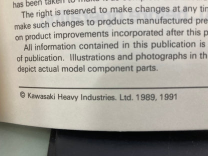 Kawasaki 99924-1125-52 Vulcan 500 EN500 Service Man Supplement '89-'91 Genuine