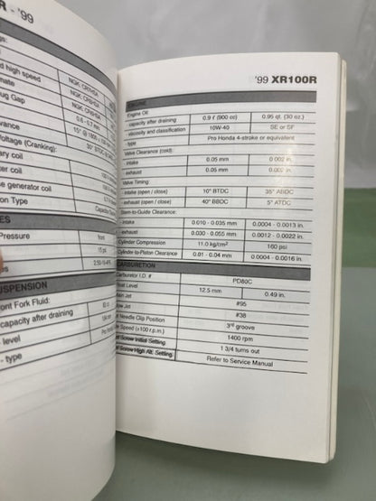 Honda MMM 9607 (0203) Motorcycle Scooter ATV Spec Manual 1991-1999 Genuine