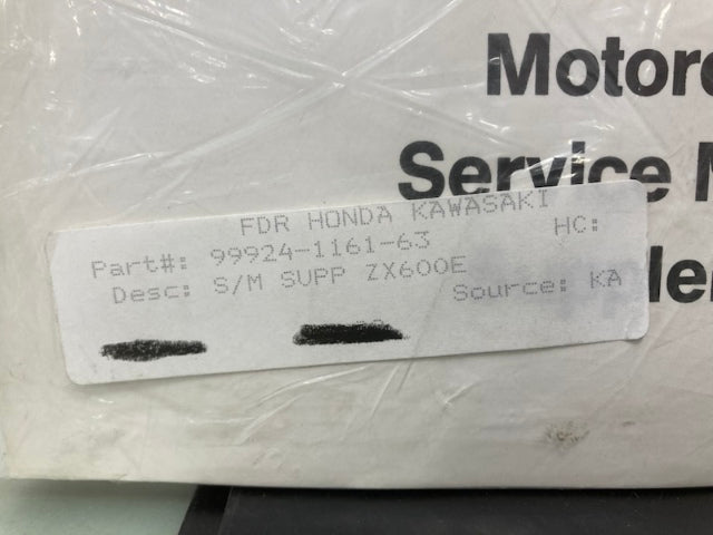 Kawasaki 99924-1161-63 Ninja ZX-6 ZZ-R Service Manual Supp '93-'06 New Genuine