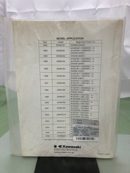 Kawasaki 99924-1161-63 Ninja ZX-6 ZZ-R Service Manual Supp '93-'06 New Genuine