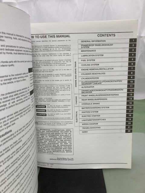 Honda 61MEY02 CRF450X Service Manual 2005-2007 Genuine