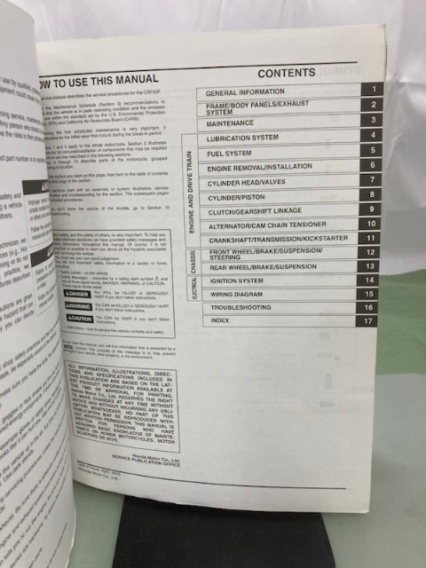 Honda 61GEL53 CRF50F Service Manual 2004-2012 Genuine
