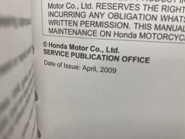 Honda 61MEN71 CRF450R Service Manual 2009-2010 Genuine