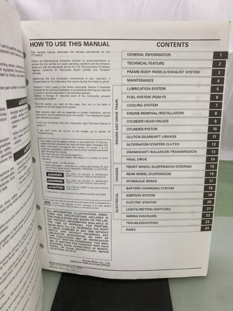 Honda 61MFR00 VT1300CX Fury Service Manual 2010 Genuine
