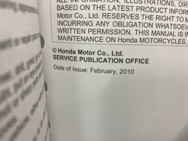 Honda 61MGE00 VFR1200F Service Manual 2010 Genuine