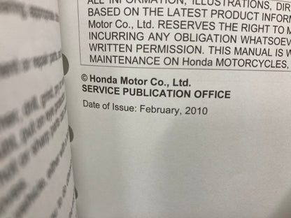 Honda 61MGE00 VFR1200F Service Manual 2010 Genuine