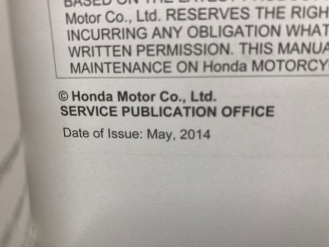 Honda 61KRN61 CRF250R Service Manual 2014-2015 Genuine