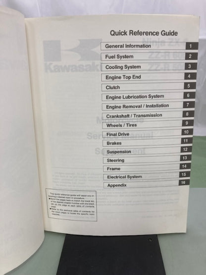 Kawasaki 99924-1161-51 Ninja ZX-6 ZZ-R Service Manual Supplement 1992 Genuine