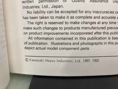 Kawasaki 99924-1139-02 Ninja ZX-7 ZXR750 Service Manual 1991, 1992 Genuine
