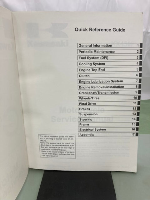Kawasaki 99924-1448-31 KX450F Service Manual 2011 Genuine