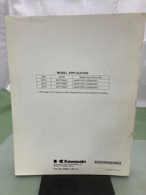 Kawasaki 99924-1452-31 Terxy4 750 4x4 EPS Service Manual 2011 Genuine