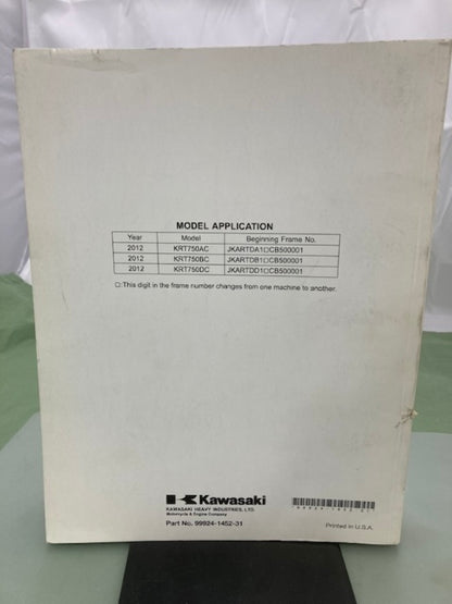 Kawasaki 99924-1452-31 Terxy4 750 4x4 EPS Service Manual 2011 Genuine