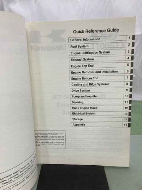 Kawasaki 99924-1221-51 1100STX JetSki Service Manual Supplement 1997 Genuine
