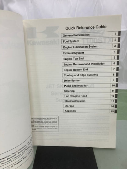Kawasaki 99924-1221-51 1100STX JetSki Service Manual Supplement 1997 Genuine