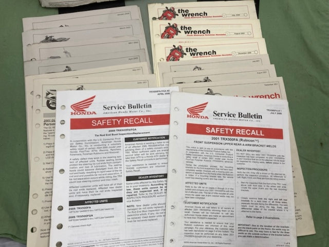 Honda 61HN203 TRX500FA/FGA Fourtrax Rubicon Service Manual '01-'04 Genuine