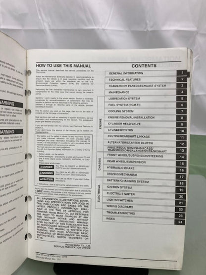 Honda 61HP600 TRX700XX Service Manual '08 Genuine