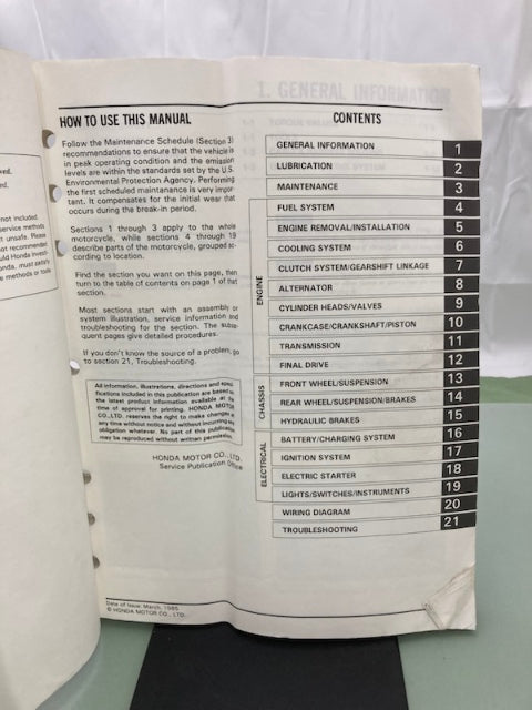 Honda 61MK300 Magna VF700C Shop Manual 1985 Genuine