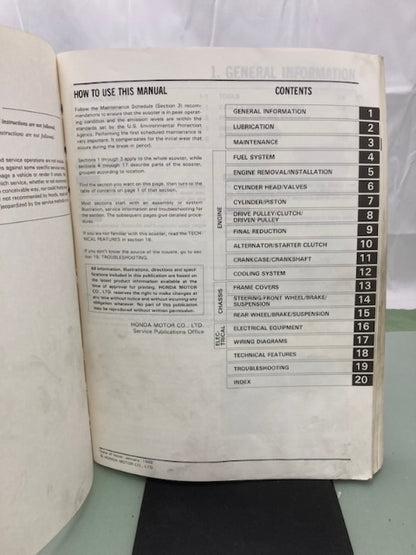 Honda 61KM103 CH250 Elite250 Service Manual 1985-1988 Genuine