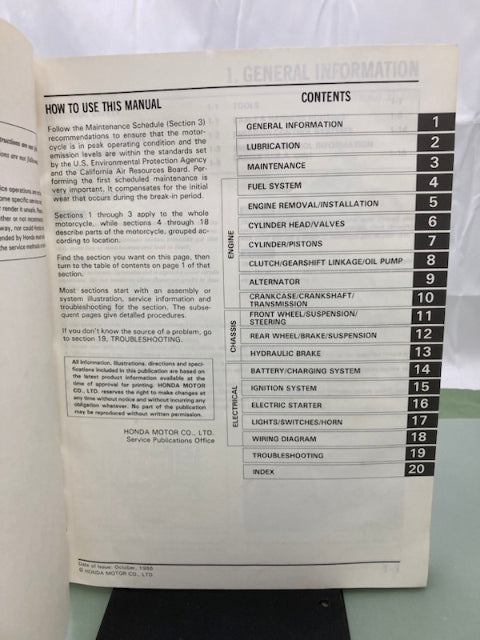 Honda 61MM201 CMX450C Service Manual 1986-1987 Genuine