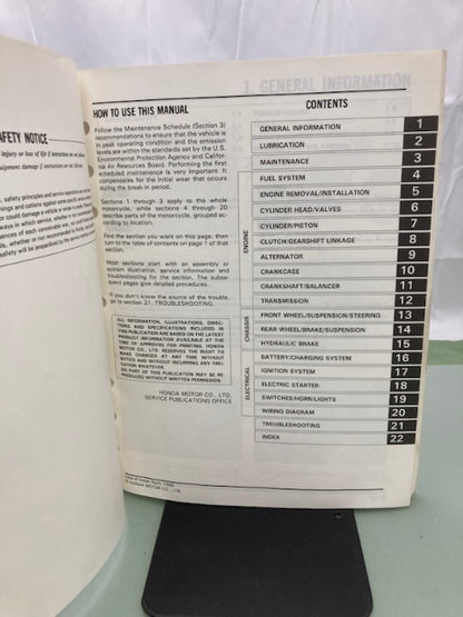 Honda 61MC900 CB450SC Service Manual 1986 Genuine