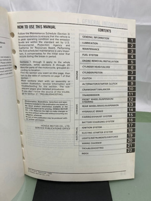 Honda 61MN901 NX650 Service Manual 1988-1989 Genuine