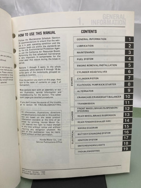 Honda 61KL403 XL250R Service Manual 1984-1987 Genuine