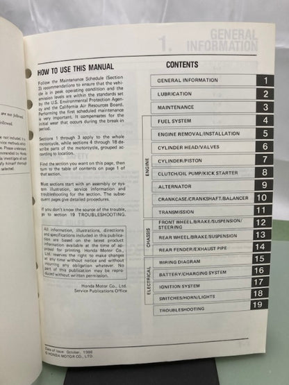 Honda 61KL403 XL250R Service Manual 1984-1987 Genuine