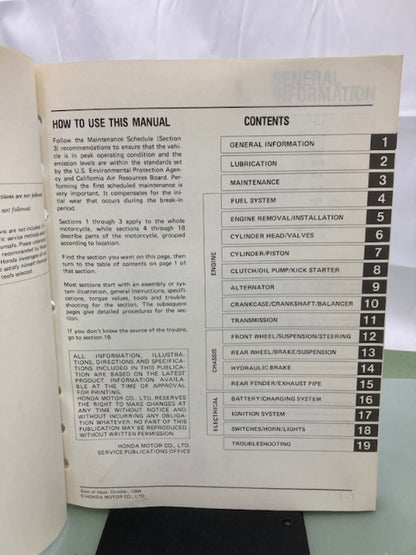 Honda 61KL301 XL350R Shop Manual 1984-1985 Genuine