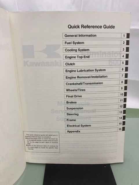 Kawasaki 99924-1185-52 Eliminator 600 Service Manual Supplement 1995 Genuine