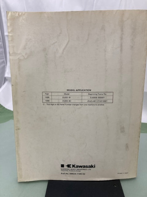 Kawasaki 99924-1185-52 Eliminator 600 Service Manual Supplement 1995 Genuine