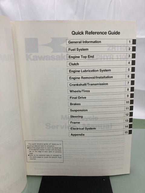Kawasaki 99924-1152-02 ZR1100 Zephyr 1100 Service Manual 1992 Genuine
