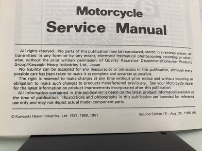 Kawasaki 99924-1098-02 NinjaZX-10 Service Manual 1991 Genuine