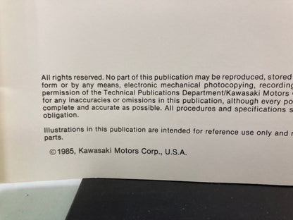 Kawasaki 99963-0060-01 KZ1000 Police Service Manual Supplement 1985 Genuine