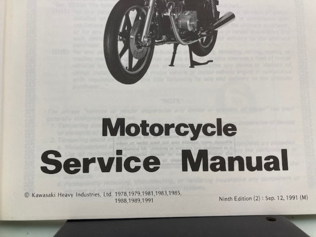 Kawasaki 99924-1019-09 Z250 Z305 KZ305 Twin Service Manual 1991 Genuine