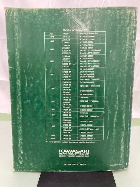 Kawasaki 99924-1019-09 Z250 Z305 KZ305 Twin Service Manual 1991 Genuine
