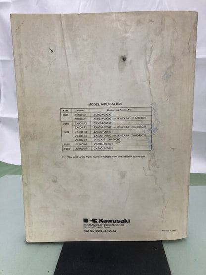 Kawasaki 99924-1055-04 GPZ500R GPZ600R Service Manual 1989 Genuine